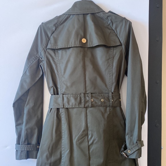 Michael Kors Military Green long trench coat Sz S NEW - Picture 13 of 13